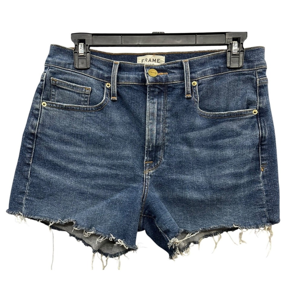 FRAME Le Brigette High‎ Rise Cutoff Denim Shorts Raw Hem Blue Jean Summer 27